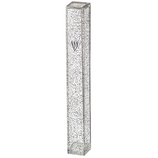 Plastic Mezuzah Dotted Dark Silver