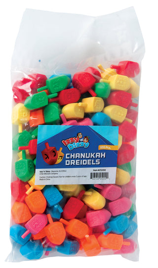 100 Multi Color Plastic Dreidels