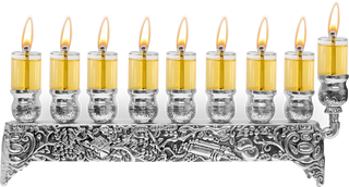 Silver Plated Flat Oil Menorah