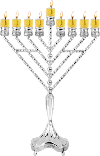 Silver Plated Oil Menorah Rambam