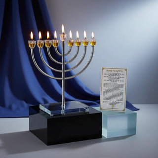 Metal Menorah with Crystal Base