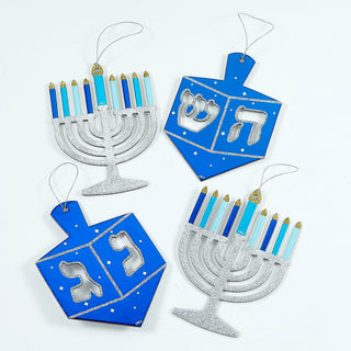 Set of 4 Chanukah Decor With Glitter And Foil