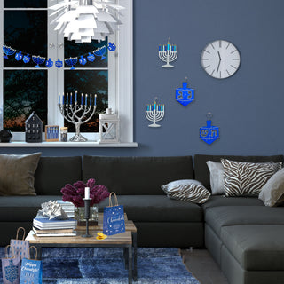 Set of 4 Chanukah Decor With Glitter And Foil