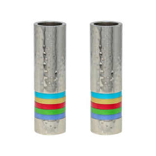 Cylinder Candlesticks - Hammer Work + Rings