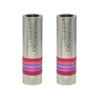 Cylinder Candlesticks - Hammer Work + Rings