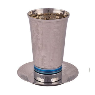 Kiddush Cup Set- Hammer Work + Rings