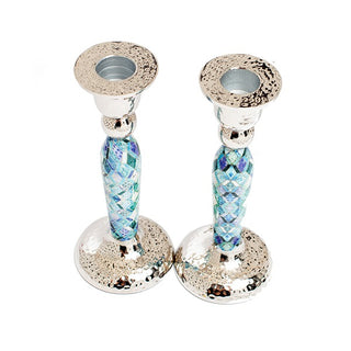 Tall Candlesticks - Diamonds Blue
