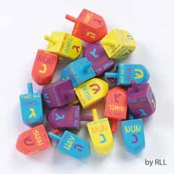 Painted Wood Dreidels Bold (pack of 4)