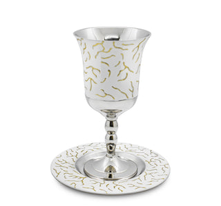 Kiddush Cup Enamel Gold Twigs