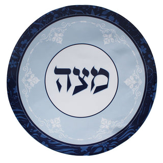 Silk Screened Matzah Cover - Blue Elegance