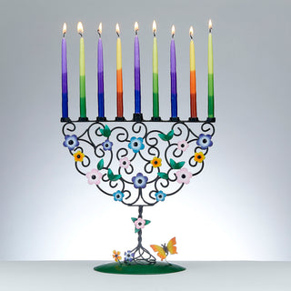 Flowering Tree of Life Metal Menorah