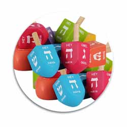 Colored Wood Dreidels - 10 Pack