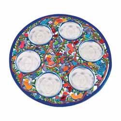 Pessach Seder Plate - Aluminium Hand Painted